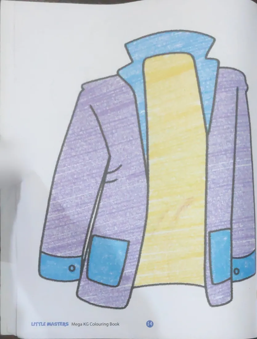 After: Coloured jacket page with a finger on the left margin